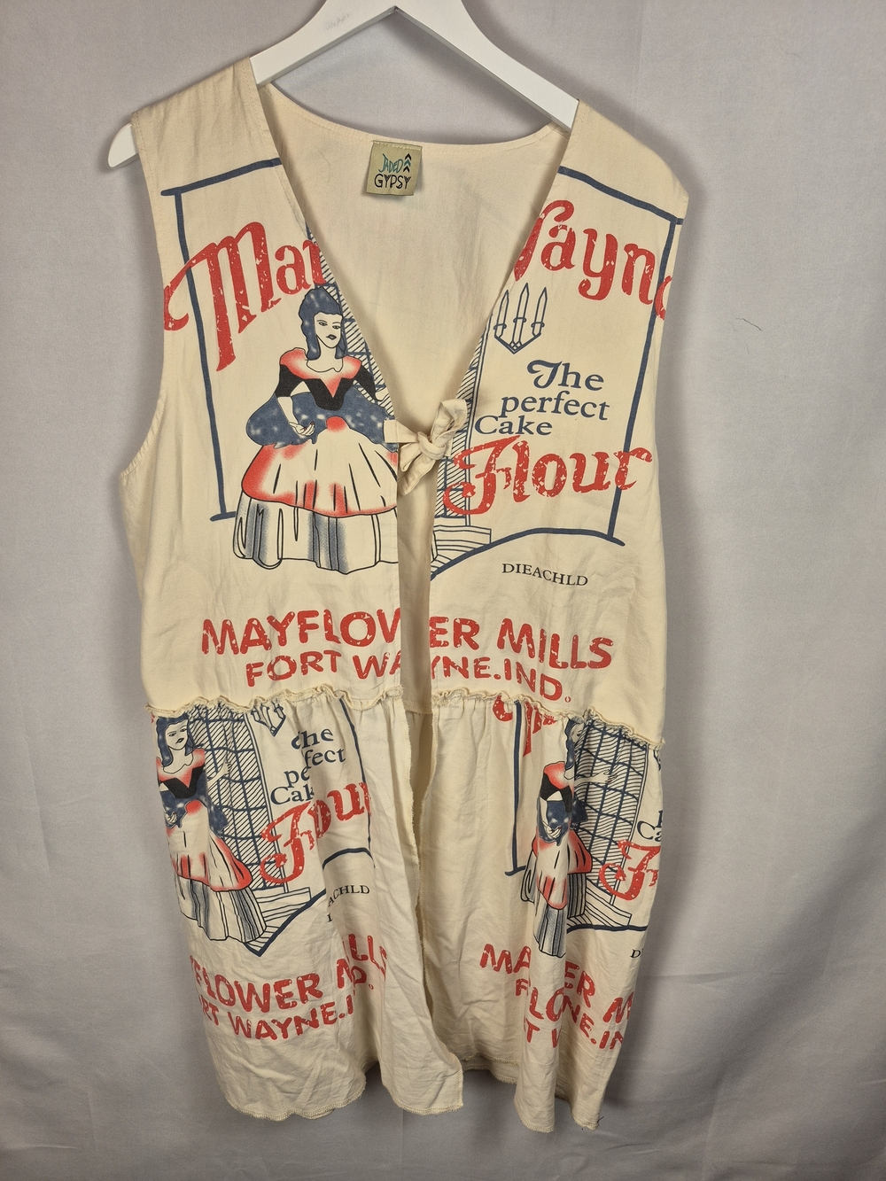 Jaded Gypsy Morning Mayflower Vest Flour Sack Boho Vintage Style Cotton Size L/X